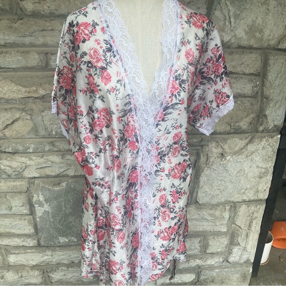 Vintage Private Moments NY floral flower lace trim wrap robe lingerie - Picture 4 of 15